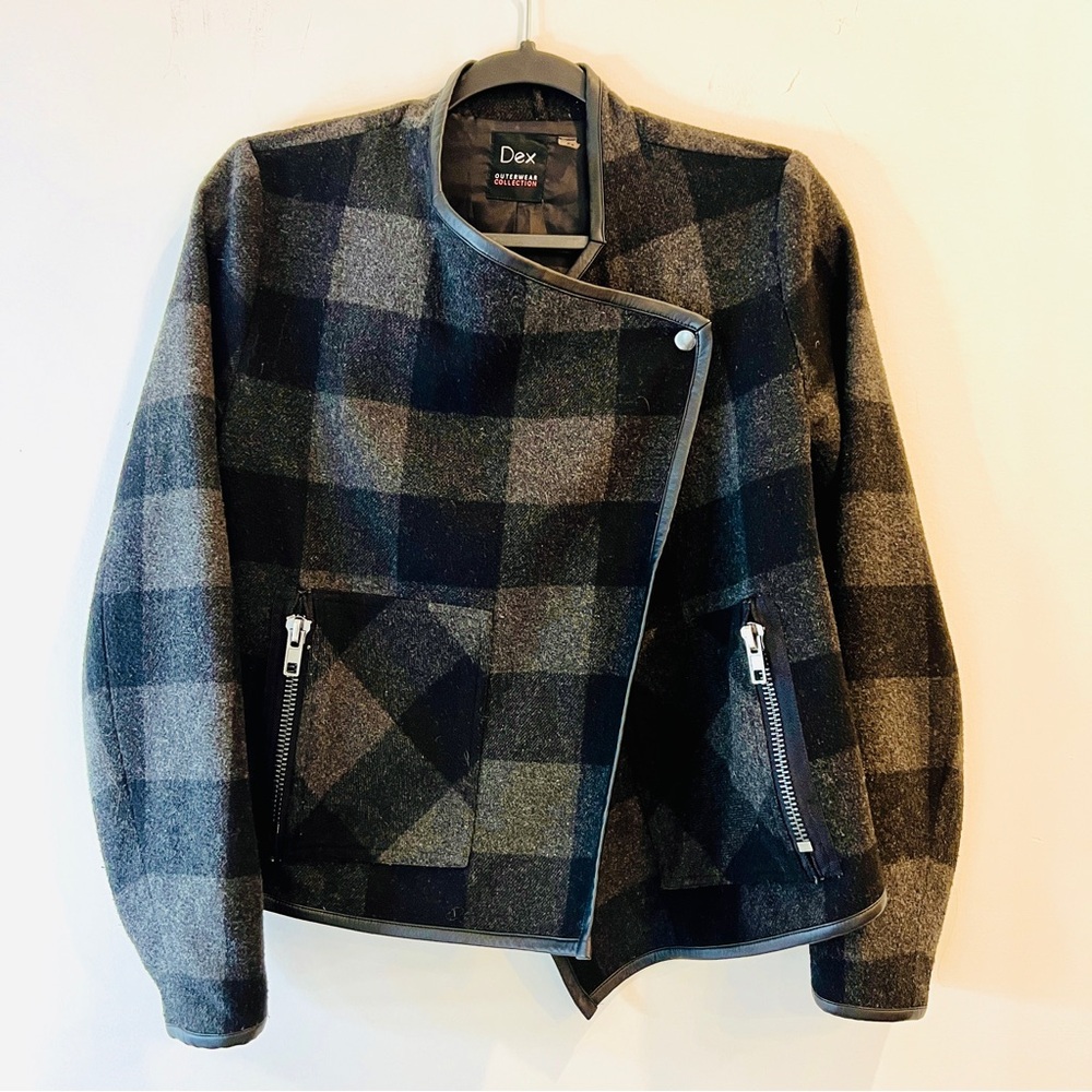 Dex | Leather Trimmed Wool Cropped Jacket